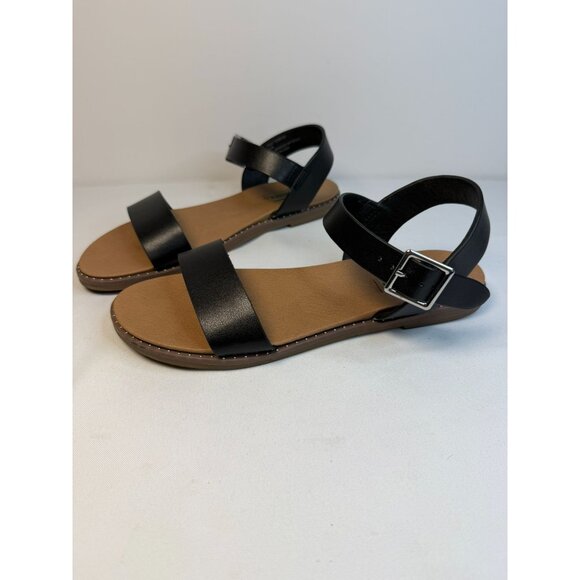 Steve Madden Shoes - Steve Madden Tesa Slingback Flat Sandals Women Size 8.5M Black Ankle Strap Open